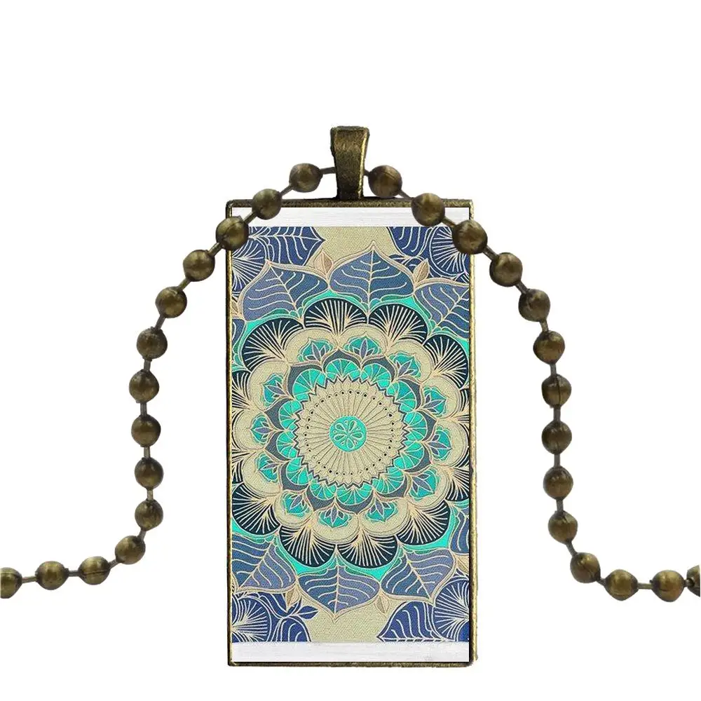 Для женщин ювелирные изделия пастельный мятный синий цветочный Мандала