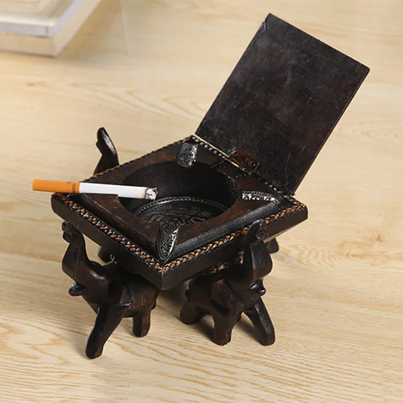 Пепельница деревянная в виде слона стиле ретро | Дом и сад