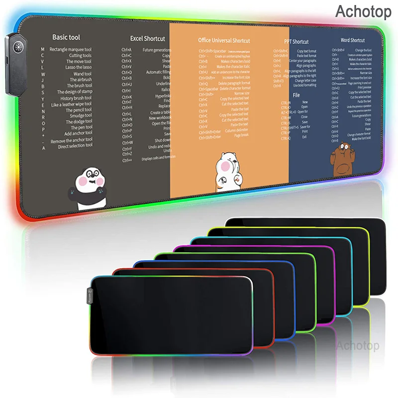 

desk PS PPT office software shortcut key LED RGB Backlight World Map Light Mouse Carpet Desktop Gaming Mouse Pad Cushion Deskpad