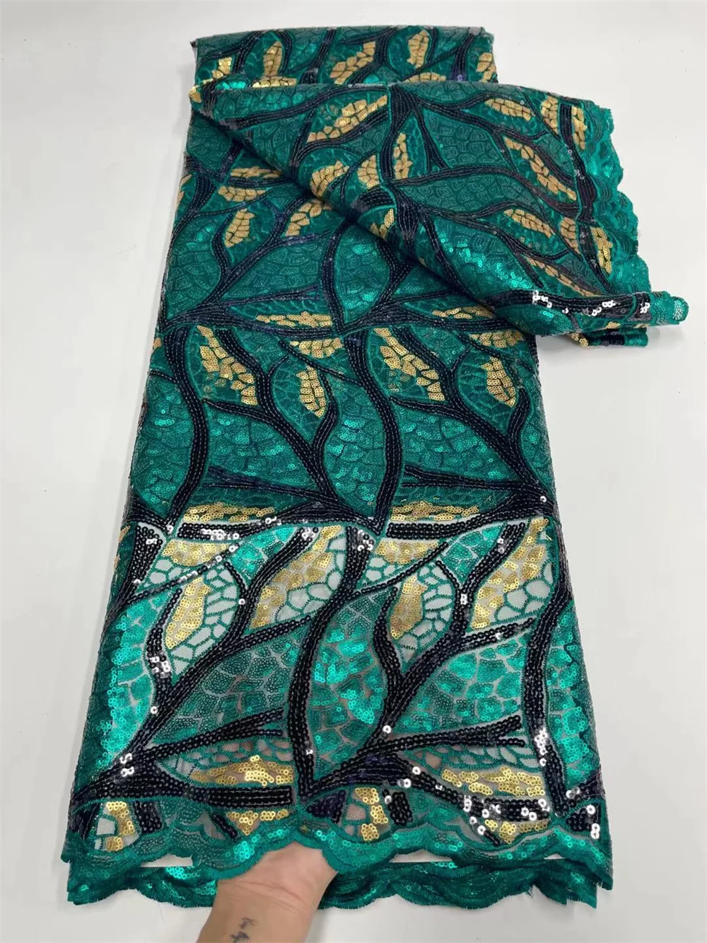 

Африканская Кружевная Ткань 5 ярдов 2021 Высококачественная вышивка бисером и блестками нигерийская свадебная одежда Asoebi кружевной материал...