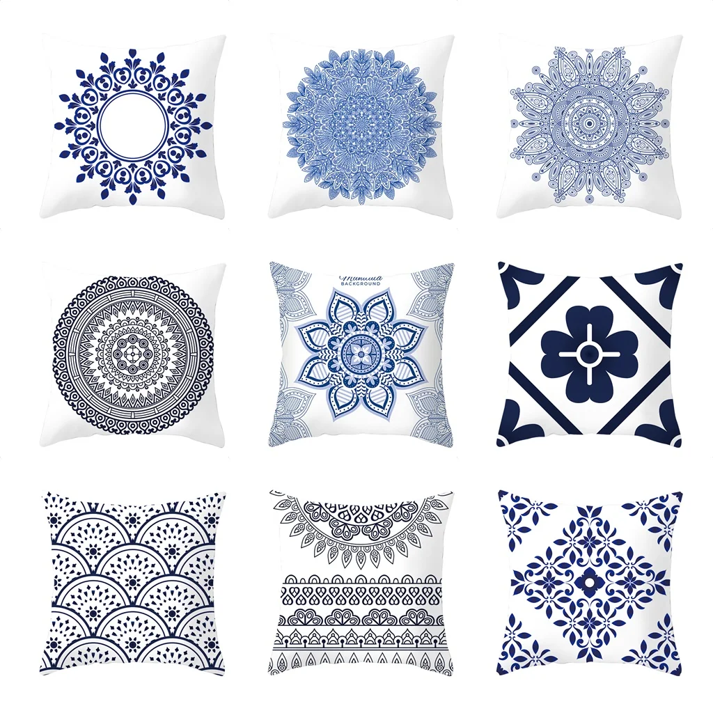 

Single-Sided Printing Mandala Pillowcase National Style Cushion Case Home Decorative Pillowcase Peachskin Sofa Pillow Cover Gift
