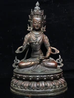 14tibet buddhism old bronze cinnabar lacquer vajrasattva statue sitting buddha vajrasattoo enshrine the buddha