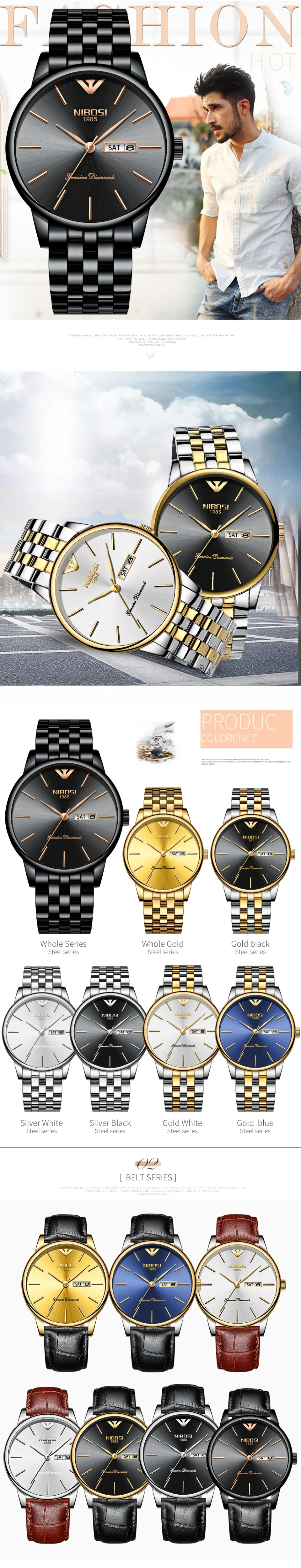 NIBOSI Quartz Clock Sports Men Watch Top Brand Luxury Famous Dress Fashion Watch Male Unisex Ultra Thin Wrist watch Para Hombre