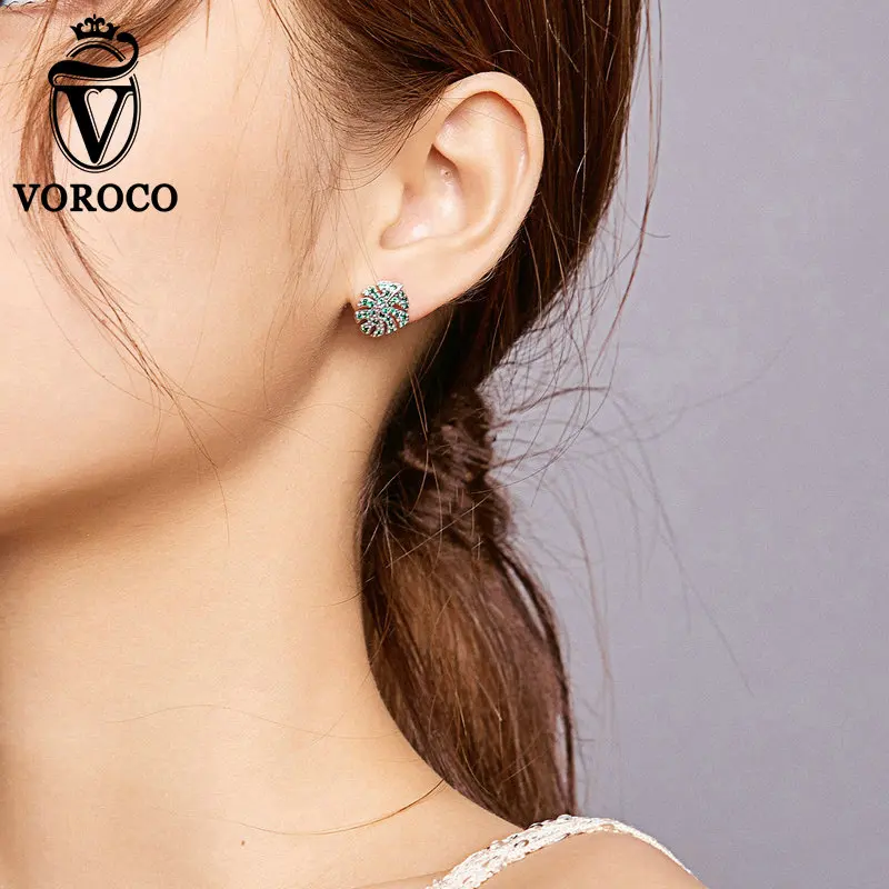VOROCO 2020 модные роскошные серьги гвоздики из стерлингового серебра 925 пробы с