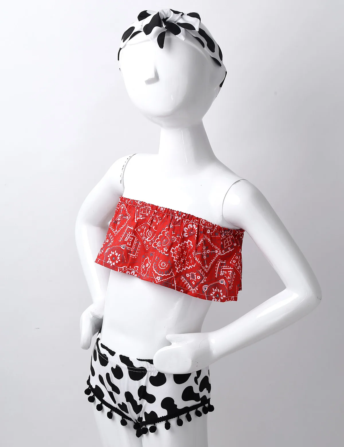 Милая Одежда для новорожденных девочек красная бандана топ труба с принтом