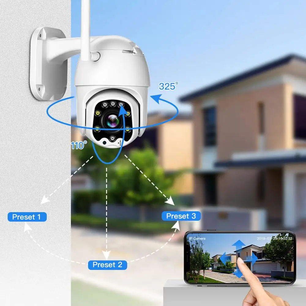 1080P Беспроводная PTZ wifi камера с зумом, скоростная купольная камера безопасности, ip-камера наблюдения, уличная IP66 ip-камера для хранения, CCTV, wifi, облачная ipcam