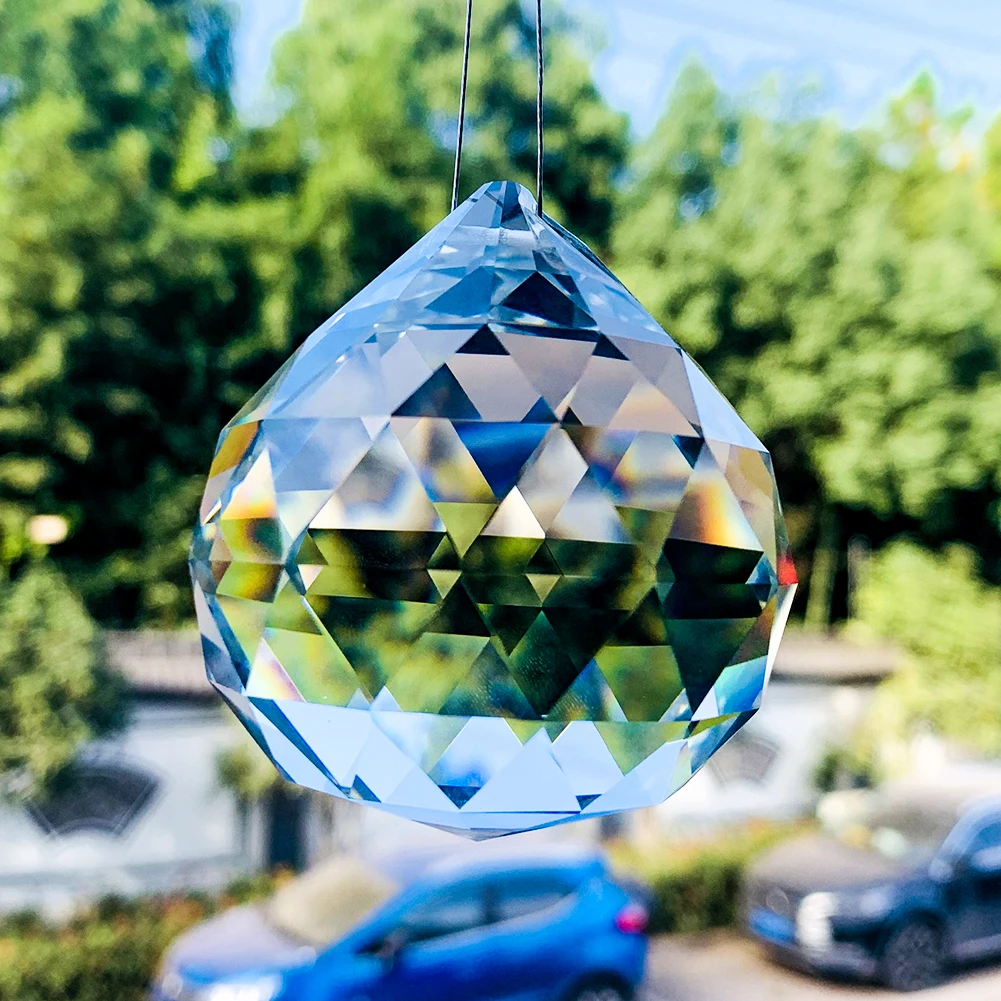 

60MM Chandelier Parts Clear Glass Crystal Ball Lamp Prism Pendant Fengshui Sun Catcher Faceted Hanging Ornament Rainbow Maker