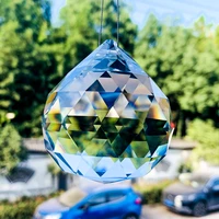 60mm chandelier parts clear glass crystal ball lamp prism pendant fengshui sun catcher faceted hanging ornament rainbow maker