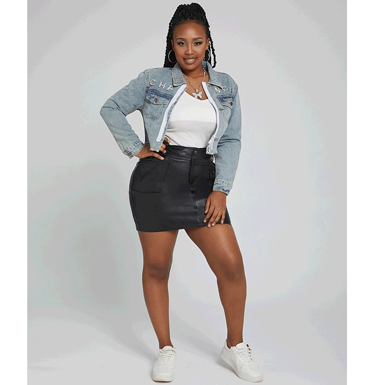 

2020 Han edition of the new Fashion print zip-up jacket short denim The letter jacket slimming body trend denim jacket women