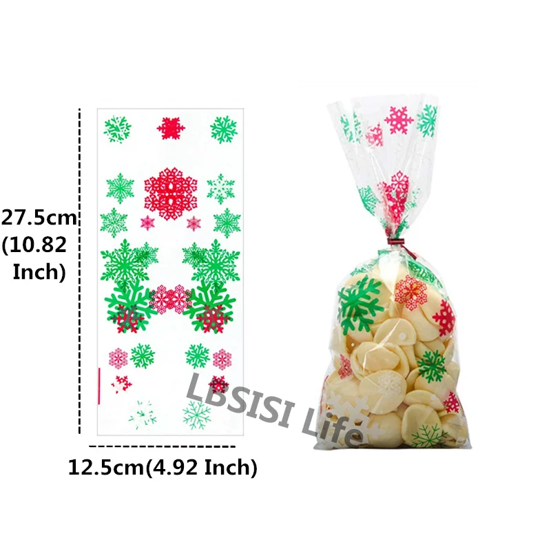 Snow 50 шт. Рождественские Сумки для конфет, печенья, сумки с кручеными галстуками, подарки на праздник, вечерние подарки, рождественские украшения - Цвет: Snow
