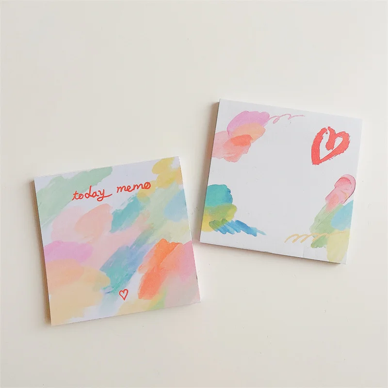 

New Colorful Love Oil Painting Style Memo Pad Korean Ins Creative Message Paper Notebook School Supplies Stationery 50 Sheets