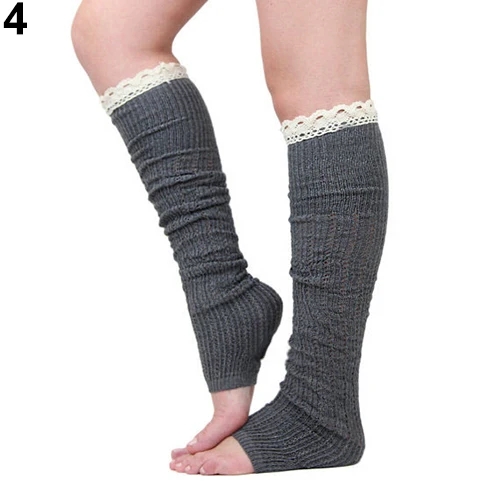 Женские зимние вязаные гетры с кружевной отделкой Вязаные гольфы|Гетры| |