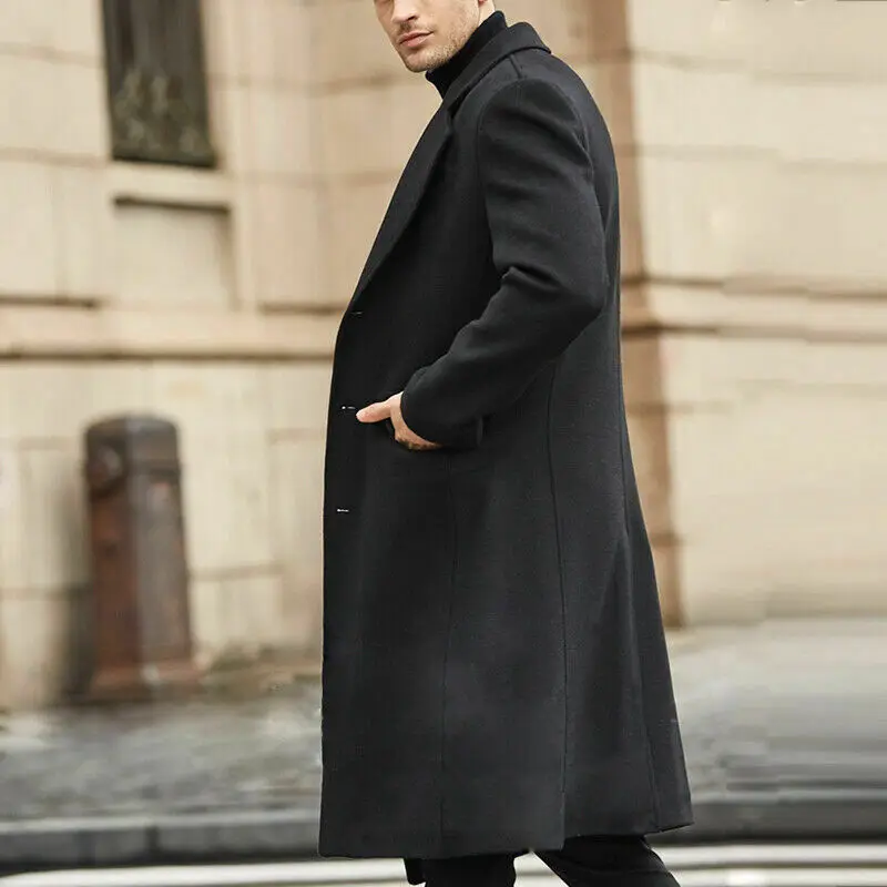 Лидер продаж! Мужская длинная куртка пальто с отложным воротником деловое парка
