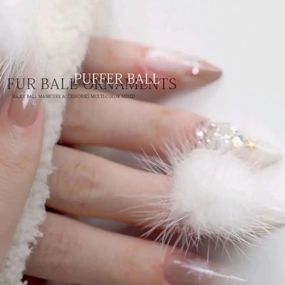

10/24Pcs Detachable Nail Fur Ball Fluffy Plush Magnetic Puffy Nail Pom DIY Decoration for Manicure