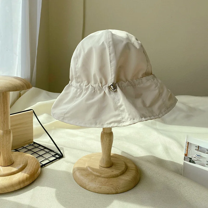 

202103-jx new spring fold Drawstring sunshade street lady holiday sun bucket cap women leisure hat