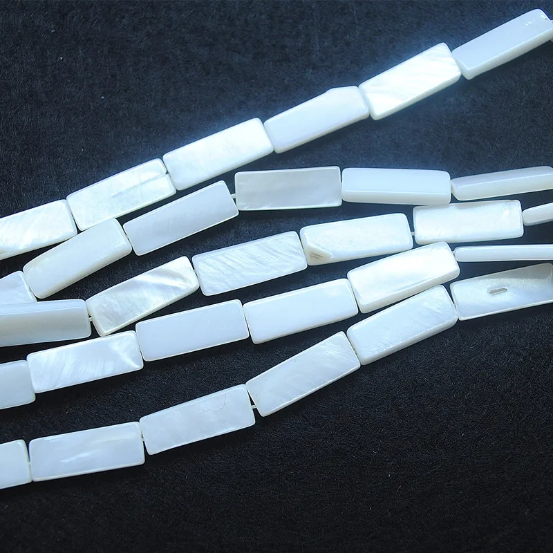 

22pcs white shell beads loose shell pearl size 7x18mm rectangle shape white colors for women bracelets making findings items