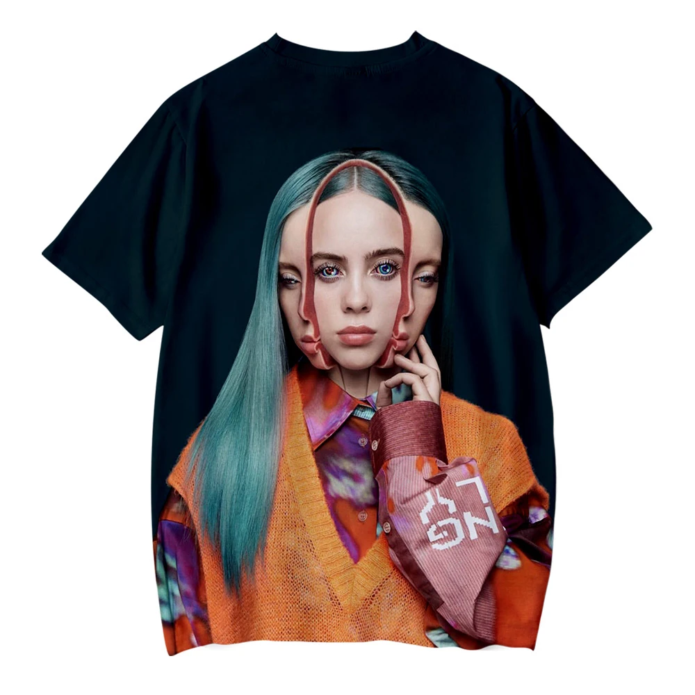 Детская футболка Billie Eilish/футболки с 3D принтом для маленьких мальчиков и девочек летние футболки с короткими рукавами футболки унисекс, Детский костюм