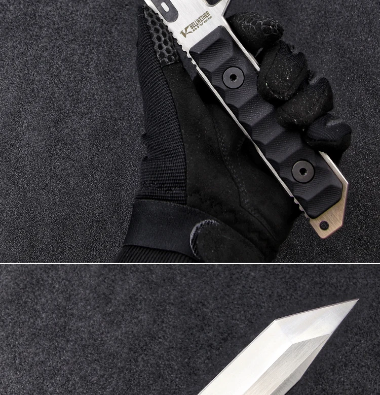 LENGREN 9cr18mov Steel outdoor Heavy knife 8MM thick Sharp Self Defense Hunting Knife Camping Survival Knife army knife