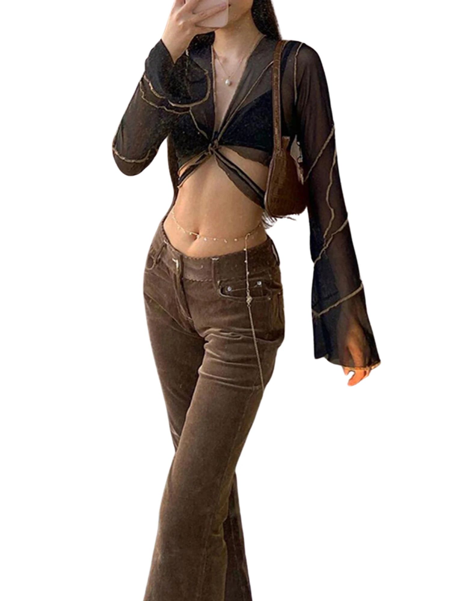 Летние женские черные сетчатые Короткие топы с открытым животом Сексуальная