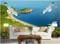 wdbh custom photo 3d wallpaper seaside grassland island seagull scenery decor living room 3d wall murals wallpaper for walls 3 d