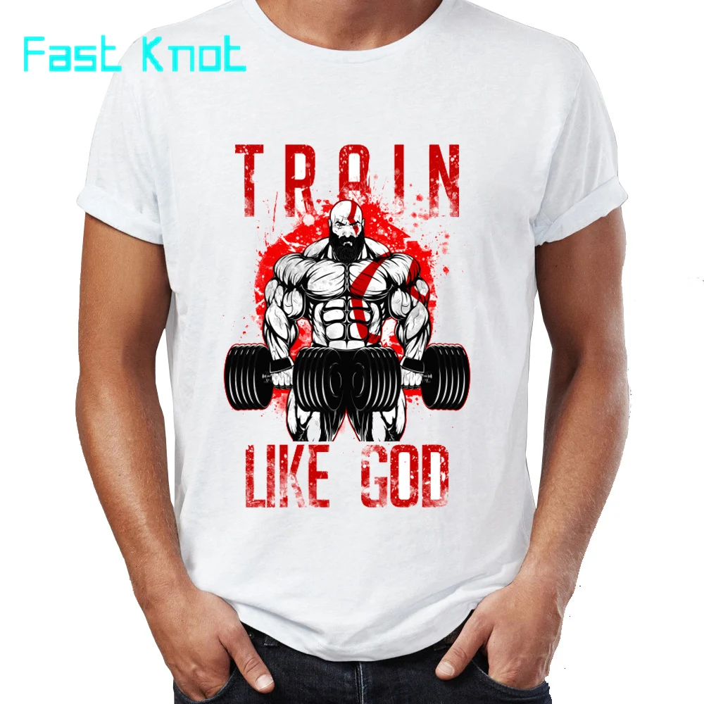 Мужская футболка Бог войны Кратос поезд Like A God Awesome художественная печатная