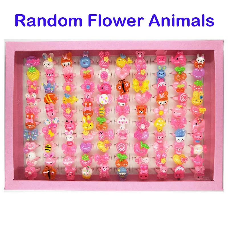 Random Flower Animal 36 шт/партия вечерние смешанные детское платье принцессы кольцо аксессуары День рождения украшения дети подарок Вечеринка по случаю Дня рождения детский праздничны - Цвет: Random Flower Animal