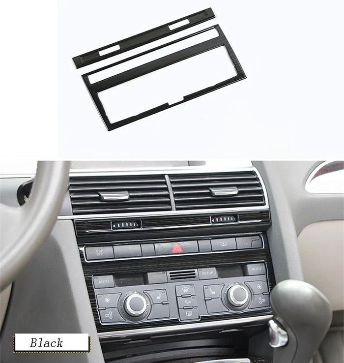 black Car Styling For Audi A6 C5 C6 Dashboard Keyhole Decorative Frame Air Vents Panel Covers Carbon Fiber Stickers Trim Accessories - Название цвета: black