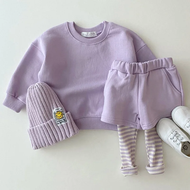 

Ins Baby Clothes Sets 2023 Candy Color Sweater Suits Korean Children Girls Tops+pants 2pcs Spring And Autumn Kids Tracksuit 0-5y
