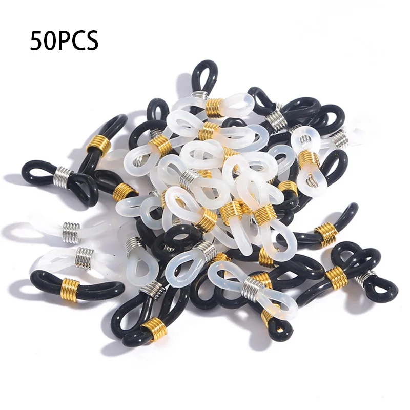 

100pcs Earring Hook Stainless Steel Silicone Buckle Eyewear Holder Sunglasses Belt End Connector Glasses Chain Accessories 2023