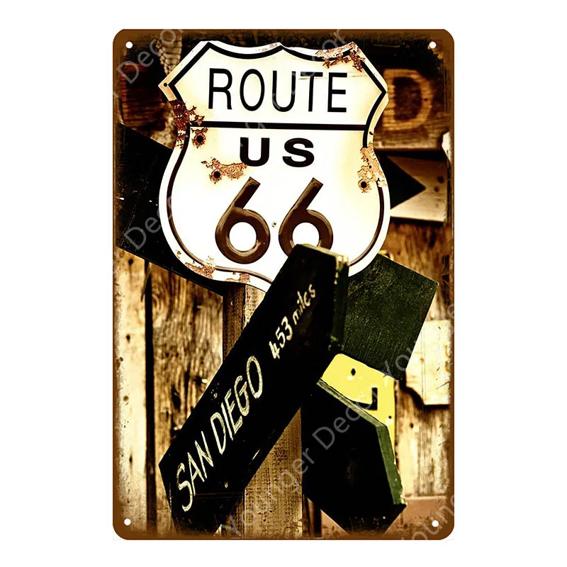 YD7752EI Винтаж US Route 66 металлические знаки американская дорога автомобиль мотоциклы тарелка настенный плакат Паб Бар Клуб домашний декор гараж украшение YI-024 - Цвет: YD7752EI