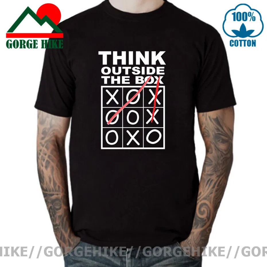 Забавные мужские футболки Think Out The Box брендовая модная мужская футболка летняя
