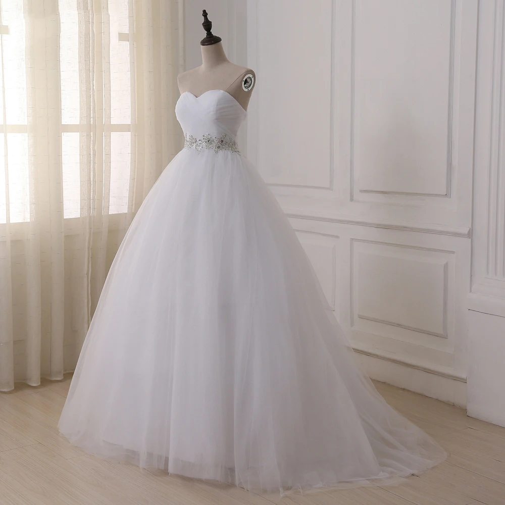 ADLN Stock Ball Gown Wedding Dresses 2017 Sweetheart Sweep Train Lace Applique Corset Bride Gowns Vestidos De Novia|vestidos de novia|gown