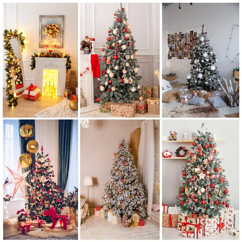 

ZHISUXI Vinyl Custom Fireplace Christmas Tree Photography Background Child Baby Backdrops For Photo Studio Props 21524JPW-04