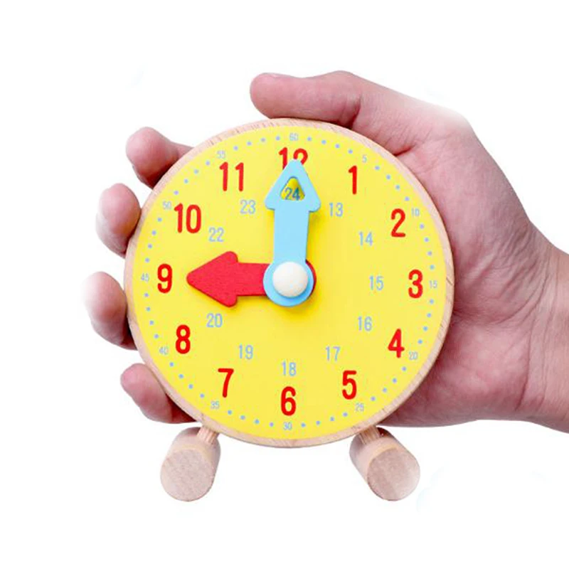 

Hand Made Wooden Clock Toys Kids Learn Time Clock Educational Toys Develop Intelligence