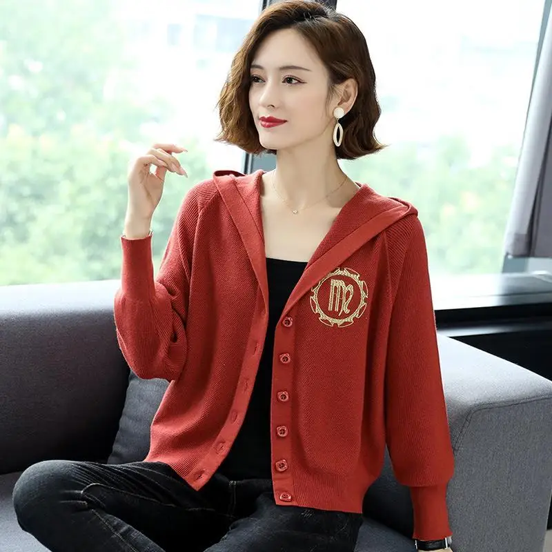 

Bat sleeve knitted cardigan sweater coat women's 2020 fall/winter new loose hooded short shawl jacket