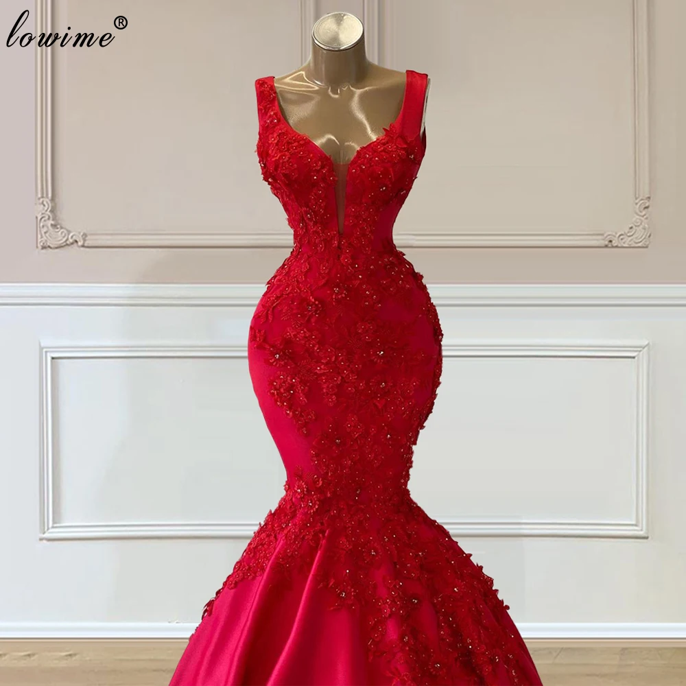 

Plus Size Red Wedding Dresses Mermaid Flowers Beading Wedding Gowns Sleeveless Engagement Dresses For Women Robe De Mariage