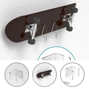 Lightweight  Versatile Transparent Clear Wall Mount Skateboard Rack Acrylic Skateboard Wall Bracket Reusable   for Home Use