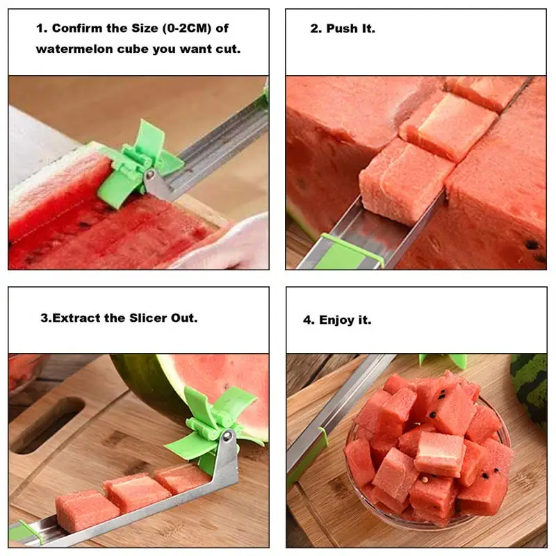 

Watermelon Slicer Cutter Tongs Corer Stainless Steel Windmill Cut Watermelon Artifact Fruit Cutter Kitchen Gadgets Fruit Tool