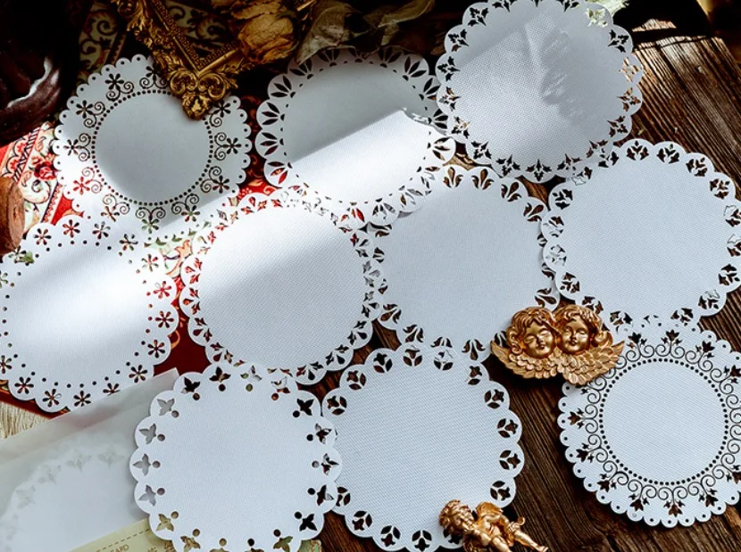 

20pcs 100x100mm Lace Hollowed Out Paper Note Paper Hand Curtain Background Decoration Setting Materials
