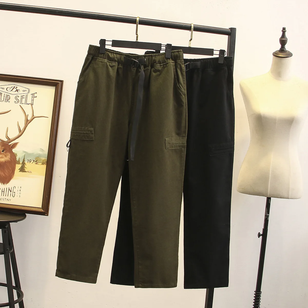 Женские штаны карго Весна за размеры подошвой женские свободные Ремень На