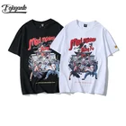 FOJAGANTO 2022 мужская летняя футболка в стиле хип-хоп оверсайз, трендовые уличные топы с принтом, Хлопковая мужская футболка в стиле Харадзюку с коротким рукавом