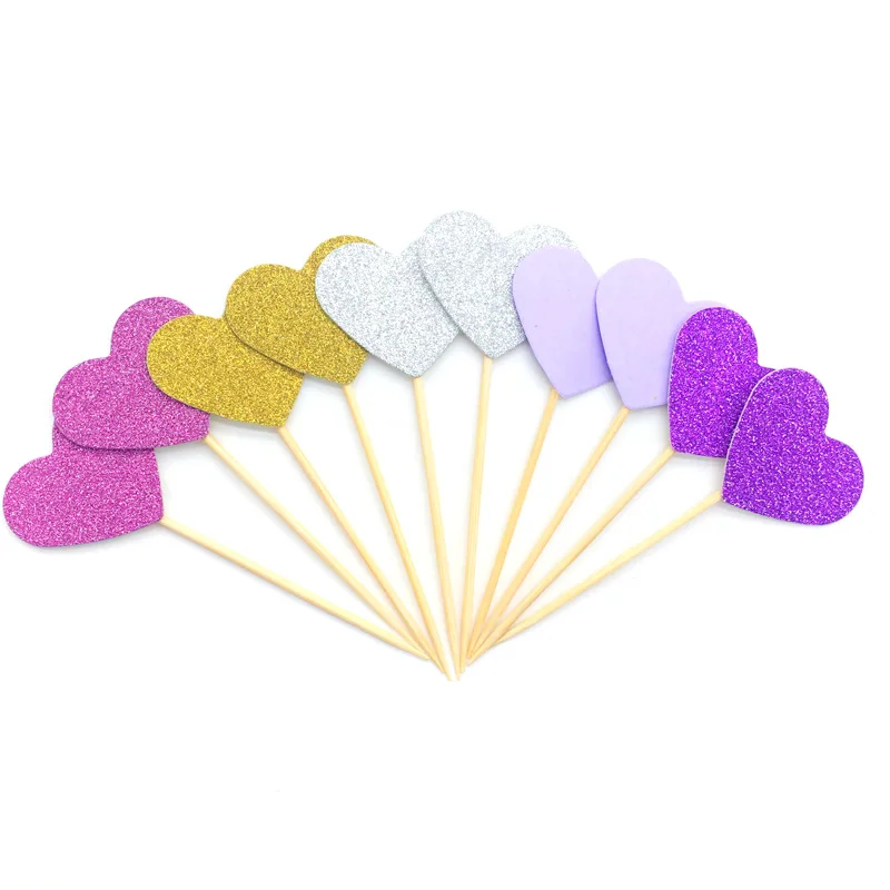 20 шт. Золотые сердца звезды кексы топы для детского душа вечерние украшения на