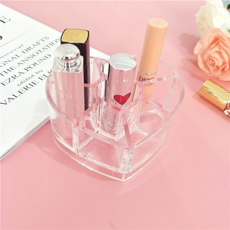 Красивая прозрачная косметичка в форме сердца органайзер для макияжа губная
