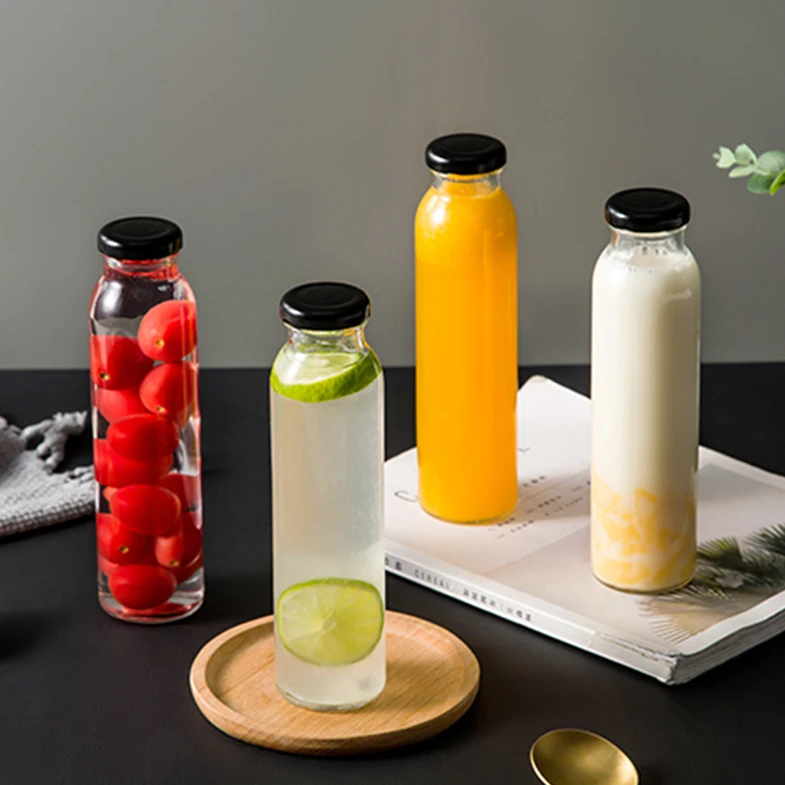 Стеклянная чашка с крышкой прозрачная для сока молока кофе креативные бутылки