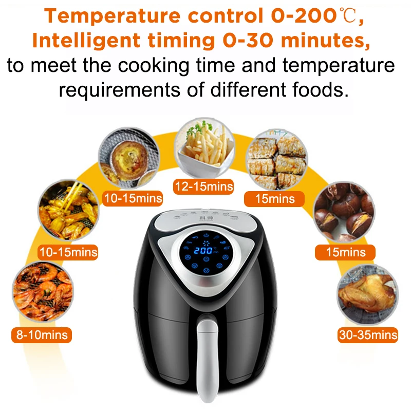 

Electric Air Fryer Oven 1300w Intelligent Deep Airfryer without Oil Home Healthy Cooking Chip Chicken 360° Baking Cooker 2.6L