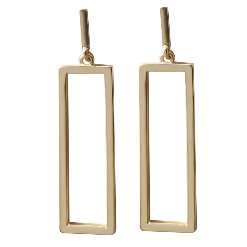

Mihan S925 needle Trendy Jewelry Metal Drop Earrings Simply Design Popular Style Hollow Metallic Rectangle Dangle Earrings