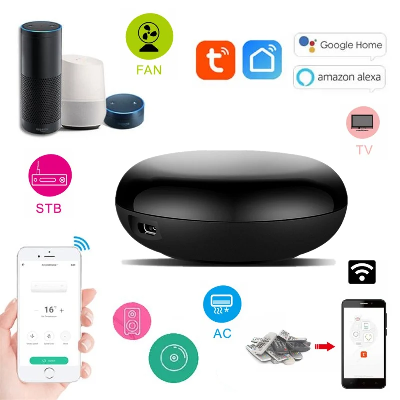 

Smart IR Remote Control WiFi IR Remote Controller Universal Repeater Hub Work With Alexa Tuya APP Smart Household Dropshipping