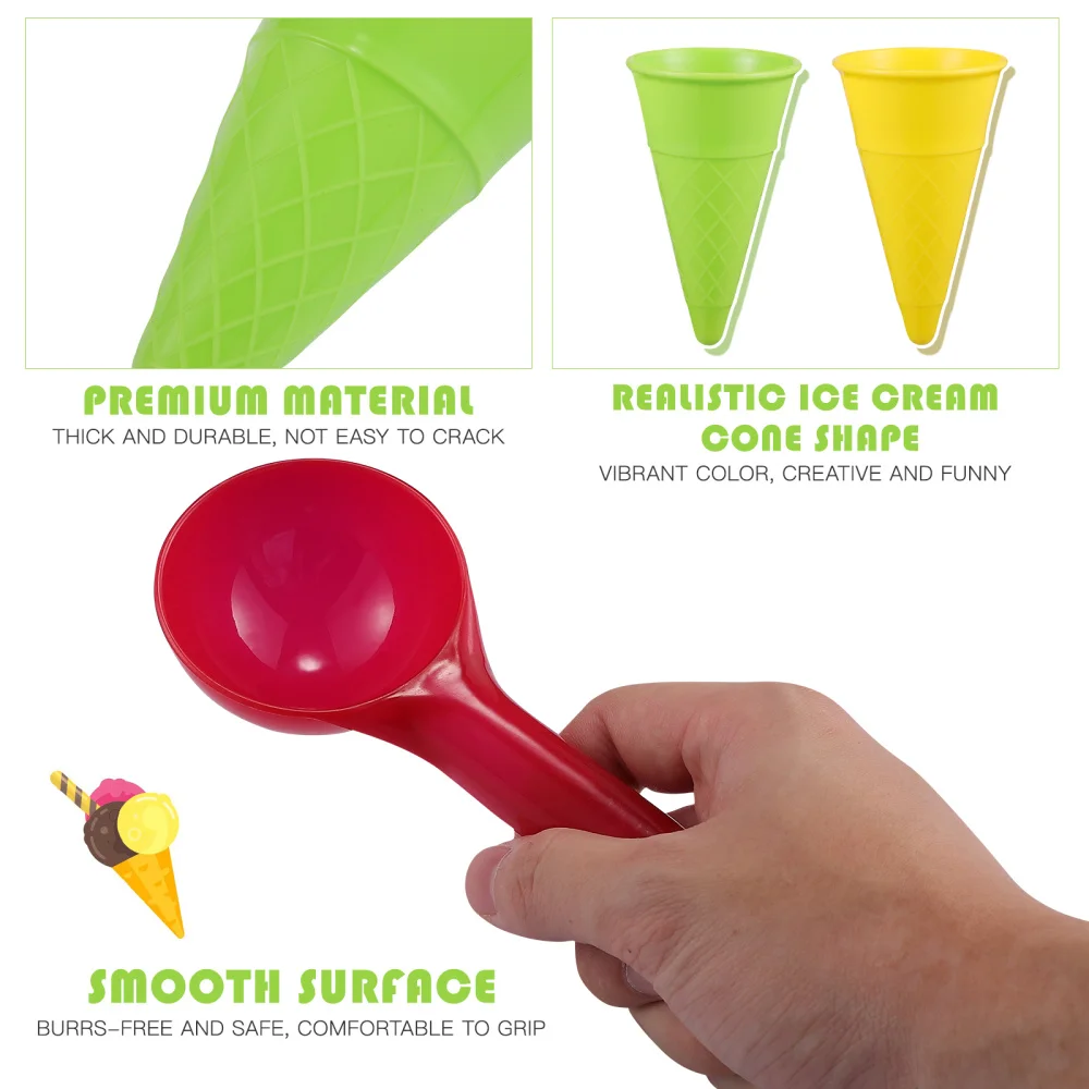 

TOYANDONA 10pcs Outdoor Beach Toys Set Ice Cream Sand Mold Set Scoop for Kids Toddlers (Random Color)