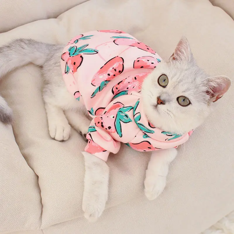 Pet Dog Cat Costume Cute Animal Printed Coat Cotton Soft Pullover Shirt Jacket Sweatshirt Sweater Pets Clothing Outfit | Дом и сад
