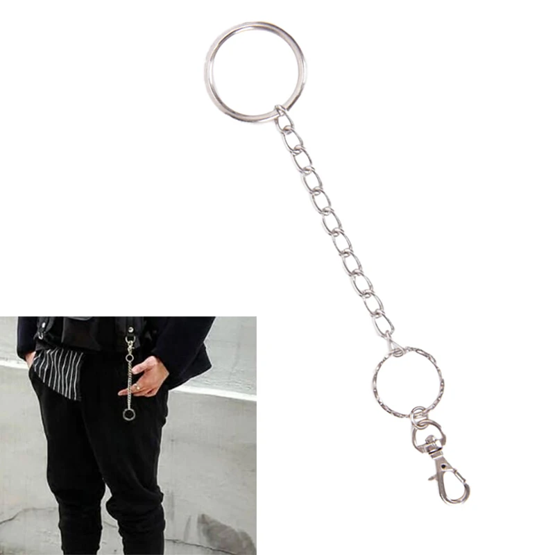 

Jean Keychains Hip Hop Jewelry Silver 17cm Long Metal Wallet Belt Rock Punk Trousers Pant Belt Ring